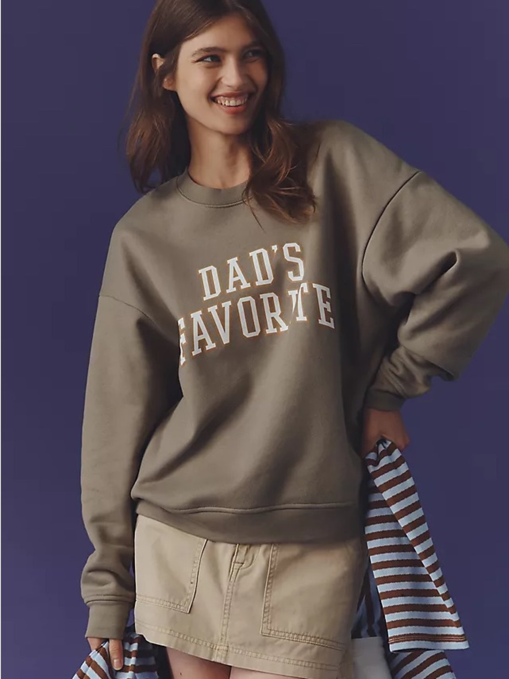 Favorite Daughter Anthropologie Dad’s Favorite Crewneck Sweatshirt Olive S NWT